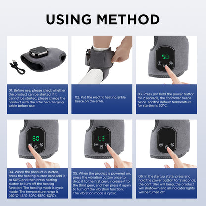 Cross-border new USB-powered heated ankle warmer with massage function, rechargeable ankle joint care foot massager